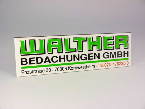 Dibond Schild mit Folienbeschriftung