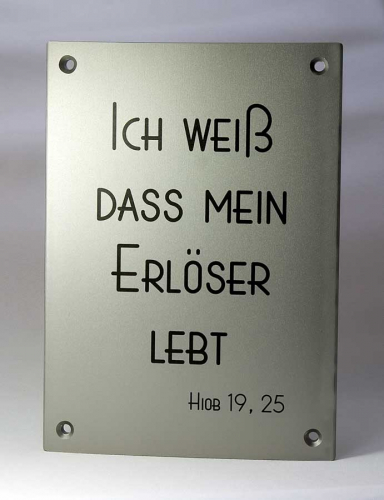 Edelstahlschild für Grabstein