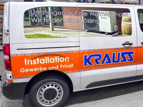 Handwerkerauto-Beschriftung Sanitär Toyota Teilfolierung Digitaldruck