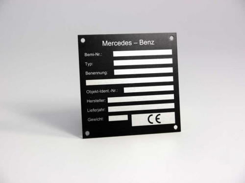 Leistungsschild Eloxalunterdruck