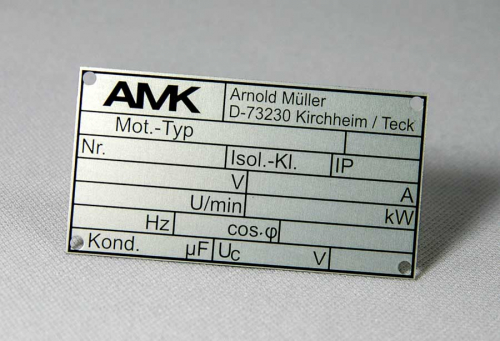 Typenschild gedruckt