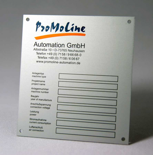 Untereloxaldruck Typenschild