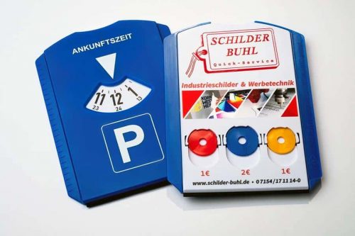 Werbeartikel-Parkscheibe individuell bedruckt